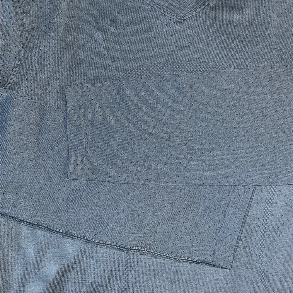lululemon athletica Perforated V-Neck Performance Top in Slate Blue - Picture 6 of 8